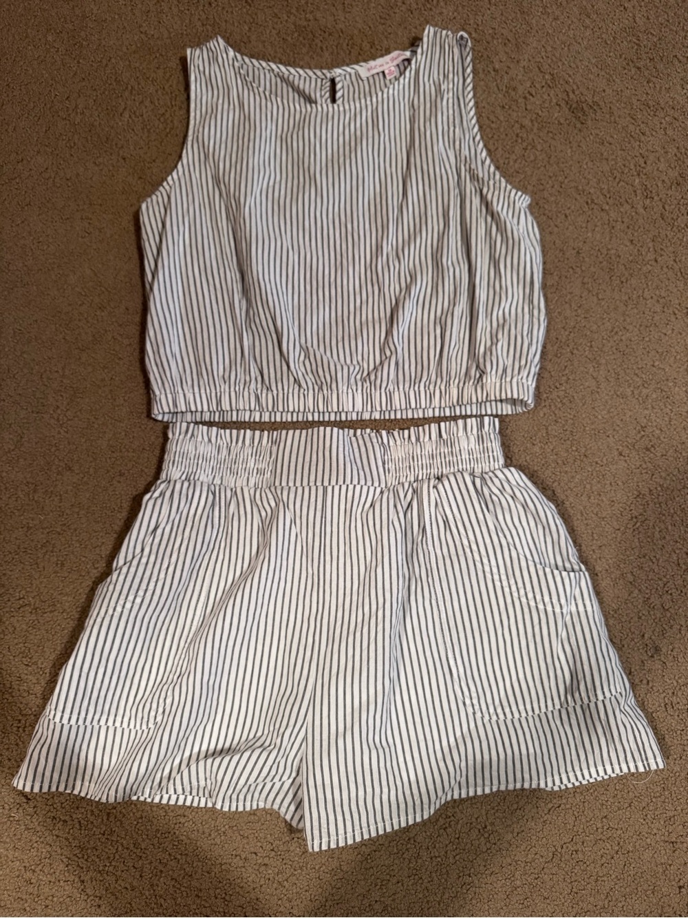 Meet Me in Santorini Tank Top and Short Set Blue Pin Stripe